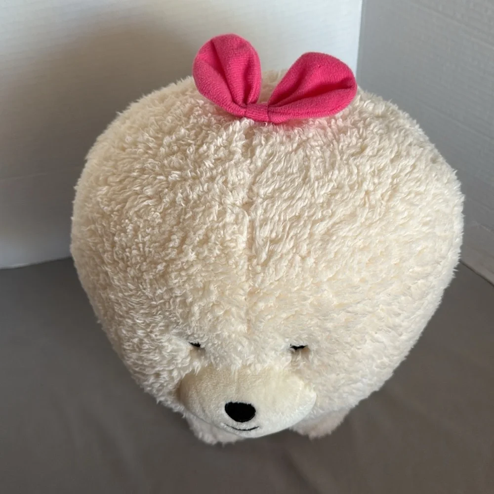 Amuse Moff Moff Bichon Plush Dog Stuffed Animal Fuzzy Pink Bow With Tags 13.5”